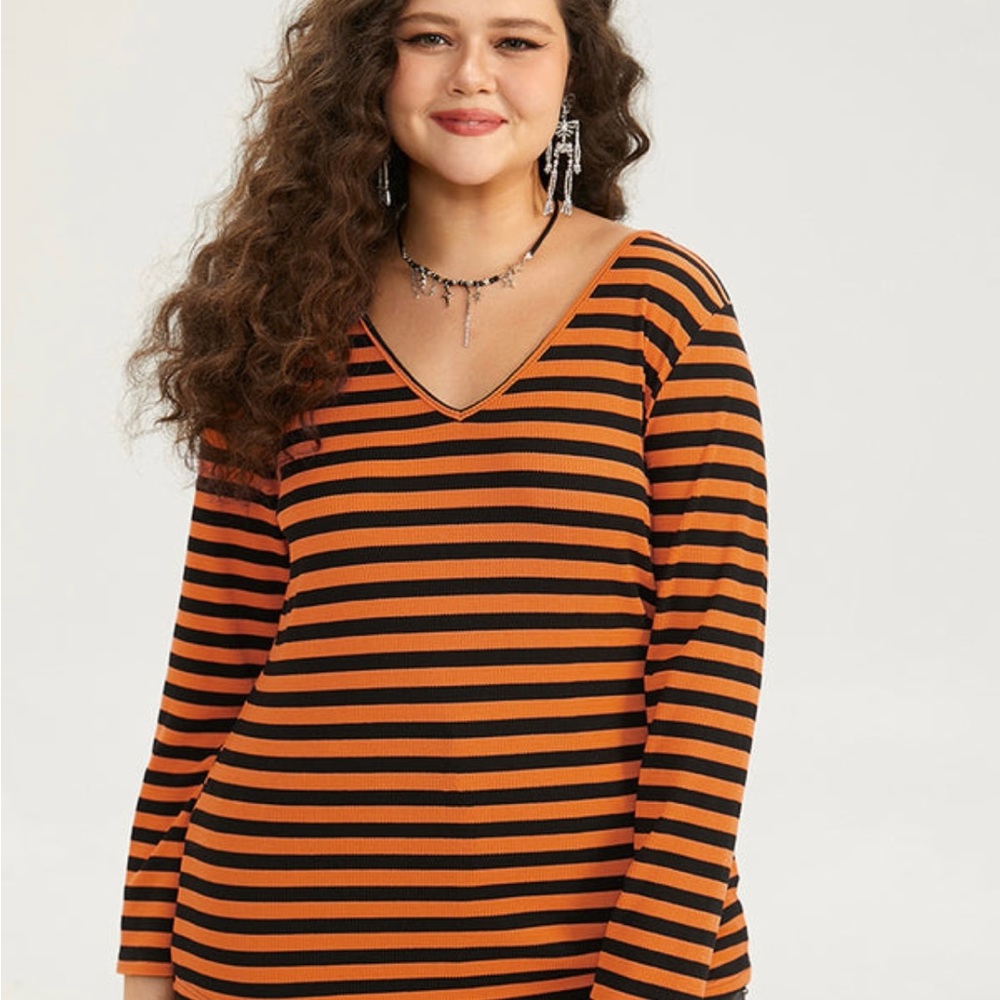 Halloween V Neck Striped Shirt